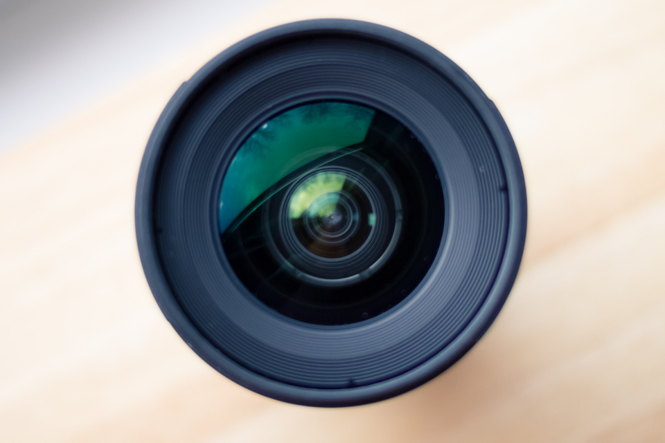 A camera lens close up